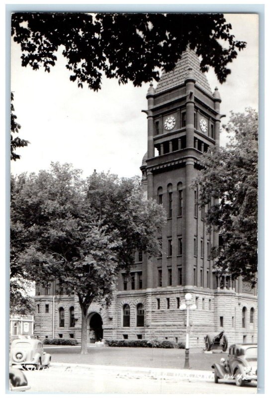 c1940's Court House Building Clock Tower Red Oak Iowa IA RPPC Photo Postcard