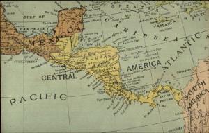 Map of Central America - Panama Canal info on Back c1910 Postcard