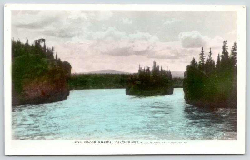 BC Canada~Five Finger Rapids~Yukon River~Colorize Real Photo Postcards~1910 RPPC