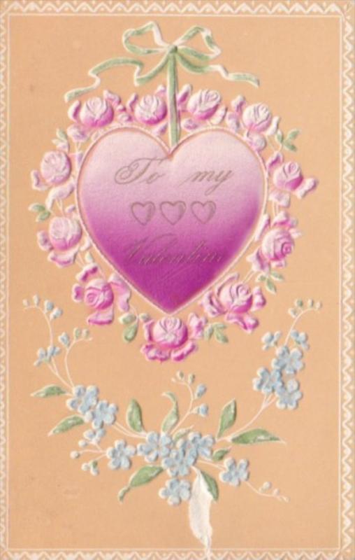 Valentine's Day Beautiful Purple Heart & Pink Roses