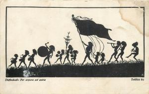 Artist Diefenbach Per aspera ad astra Silhouettes shaddows children music flag
