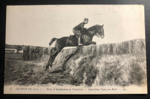 Mint Saumur France Postcard RPPC Army Cavalry School Jumping Off