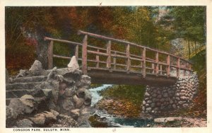 Vintage Postcard Congdon Park Bridge Over River Duluth Minnesota Photo Engraving