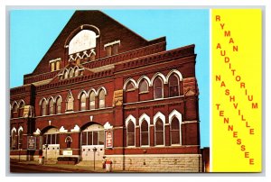 Ryman Auditorium Building Nashville Tennessee TN UNP Chrome Postcard T9