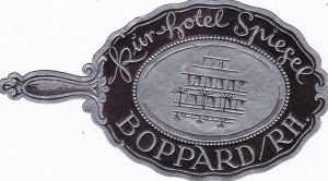 Germany Boppard am Rhein Kur Hotel Spiegel Silver Vintage Luggage Label sk2001