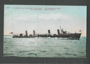 Ca 1908 Post Card U S Torpedo Boat & Destroyer Paul Jones Holds 125 Officers---