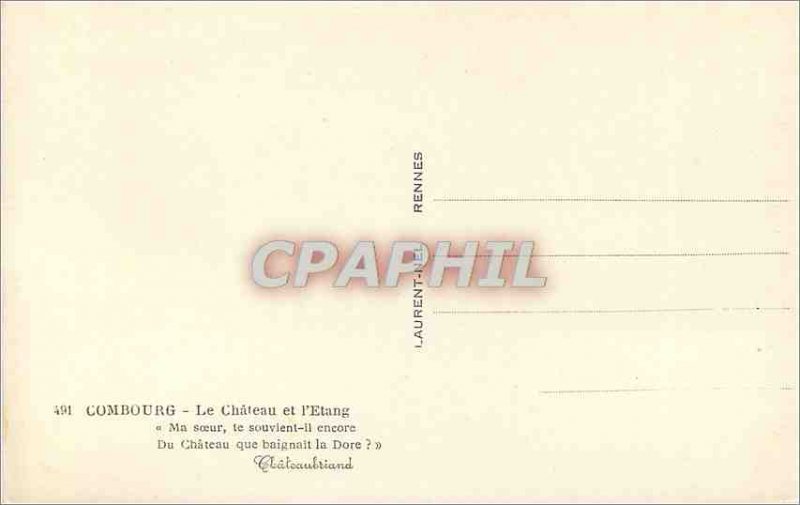 Postcard Modern Combourg Chateau and the Pond