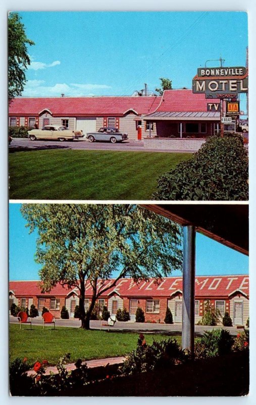 IDAHO FALLS, ID ~ Roadside BONNEVILLE MOTEL c1950s ~ Owen A. Rennie Postcard