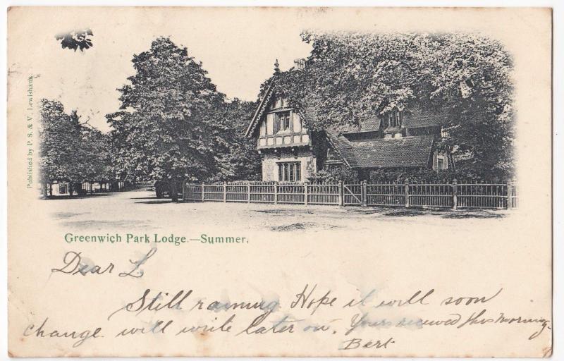 London; Greenwich Park Lodge, Summer PPC, BY PS&V Of Lewisham, 1903 PMK