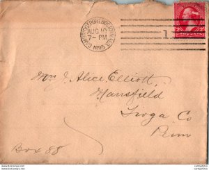 US Cover Cambridge Boston 1895  for Mansfield Tioga Penn