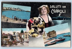 Campania Italy Postcard Greetings from Naples c1910 Multiview Unposted Antique