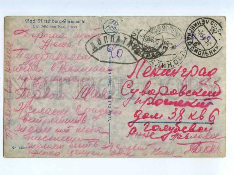 251617 Czech BAD HIRSCHBERG THAMMUHL RPPC USSR surcharge