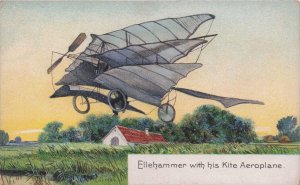 Ellehammer & His Kite Aeroplane Cook & Co Aviation Antique Postcard