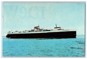 1967 Diesel Railroad Carferry W9GI Ham Radio Great Lakes Kewaunee WI Postcard