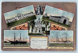 1910 Annapolis Maryland Vintage Postcard Chapel Views US Naval Academy Multiview