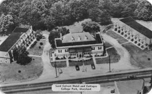 College Park Maryland Lord Calvert Hotel Birdseye View Vintage Postcard K63971