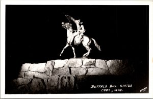 RPPC Buffalo Bill Statue Cody Wyoming Real Photo Postcard Kodak