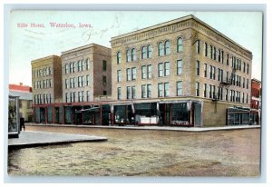 1910 Ellis Hotel Building Street View Waterloo Iowa IA Posted Antique Postcard 