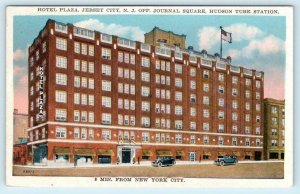 JERSEY CITY, NJ ~ Street Scene HOTEL PLAZA opp. Journal Square c1930s  Postcard