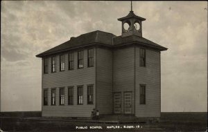 Naples SD South Dakota School Bldg Real Photo Postcard Sioux RPO Cancel