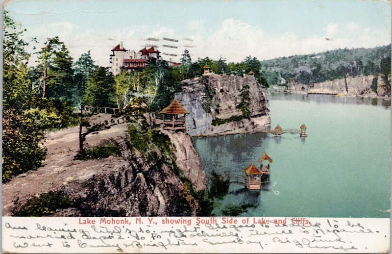 Lake Mohonk NY Showing South Side of Lake c1907 Postcard F53 *as is