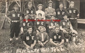 IN, Bass Lake, Indiana, RPPC, Baseball Team with Gloves, Photo 