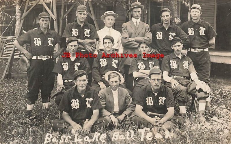 IN, Bass Lake, Indiana, RPPC, Baseball Team with Gloves, Photo 