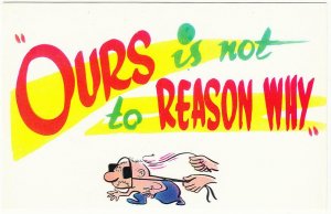 Ours Is Not to Reason Why Man Whip Blinders Relationship Comic Postcard 1950s