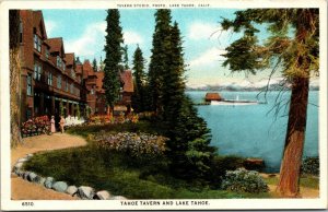 Vtg 1920's Tahoe Tavern and Lake Tahoe California CA Antique Postcard