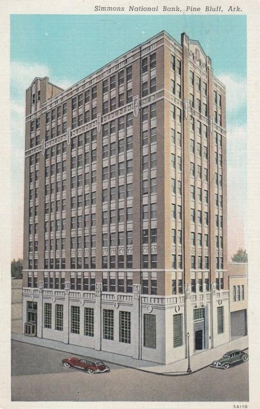 AR Pine Bluff Simmons National Bank WW2 US Postcard