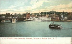 Troy NY Steamboat Landing Congress St. c1905 Postcard