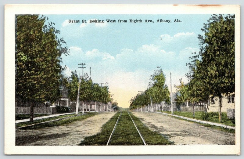 Albany Alabama~Grant Street Homes from 8th Avenue~Trolley Tracks~Dirt Road~1920s 