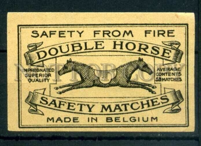 500325 BELGIUM DOUBLE HORSE parafin Vintage match label
