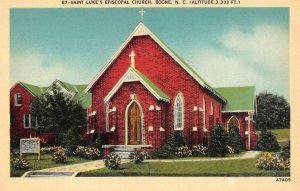 BOONE, North Carolina NC   SAINT LUKE'S EPISCOPAL CHURCH  c1940's Linen Postcard