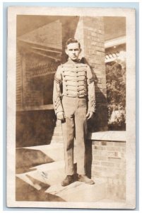 c1910's Young Man Wearing Civil War Uniform RPPC Photo Unposted Postcard