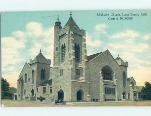 Unused Divided-Back CHURCH SCENE Long Beach - Los Angeles California CA A8645