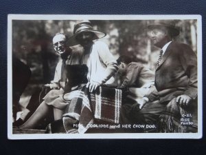 USA PRESIDENT COOLIDGE - MRS COOLIDGE and her CHOW DOG c1920's RP Postcard