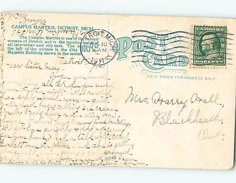 Divided-Back BUILDING Detroit Michigan MI ho2980