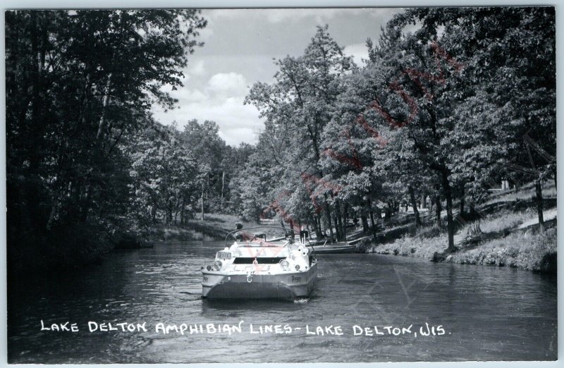 c1950s Lake Delton, WI RPPC Amphibian Lines Duck Peggy Sharp Real Photo PC A197