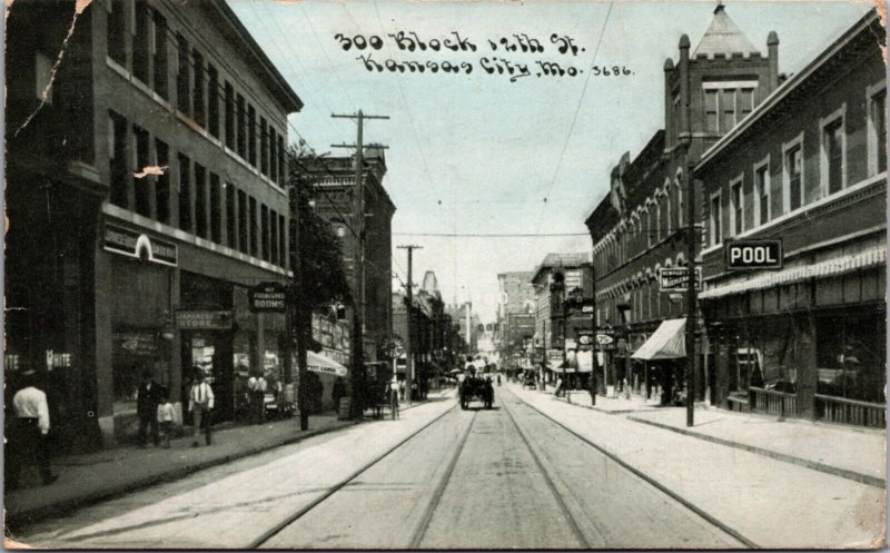 Postcard 300 Block 12th Street in Kansas City, Missouri