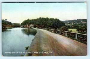 LITTLE FALLS, New York NY ~Panorama CANAL, RIVER c1910s Herkimer County Postcard
