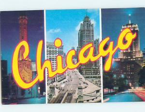 Unused Pre-1980 THREE VIEWS ON CARD Chicago Illinois IL ho7823