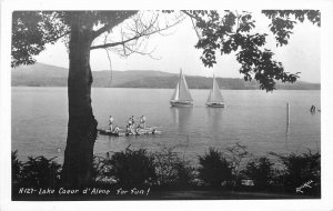 Lake Coeur D Alene Sailboats 1950s Idaho RPPC Photo #H-127 Postcard Hall 7665
