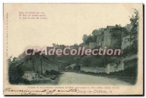 Old Postcard Coucy the Castle Ruins of the first fortified enclosure surround...