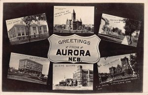 J73/ Aurora Nebraska RPPC Postcard c1910 6View Court House College 291