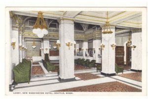 Lobby, New Washington Hotel, Seattle, Washington, Vintage Postcard