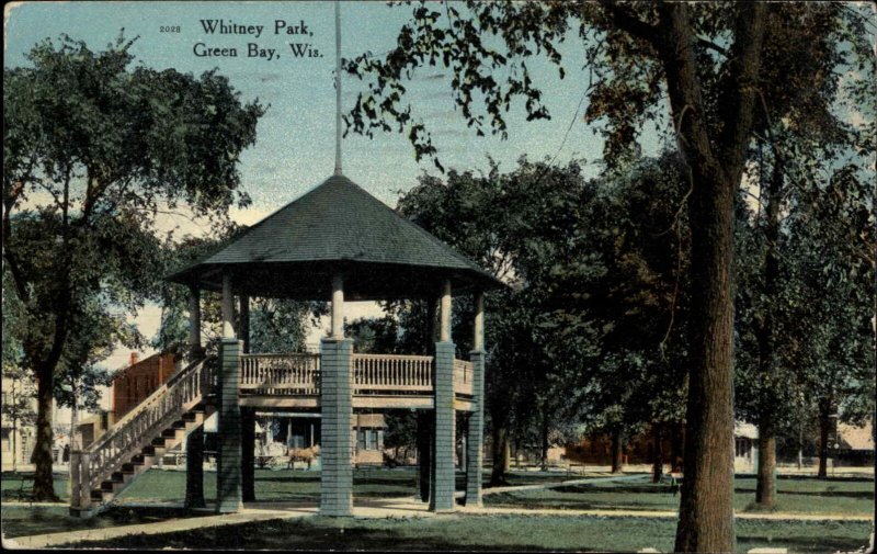 Green Bay Wisconsin WI Whitney Park Gazebo c1900s-10s Postcard