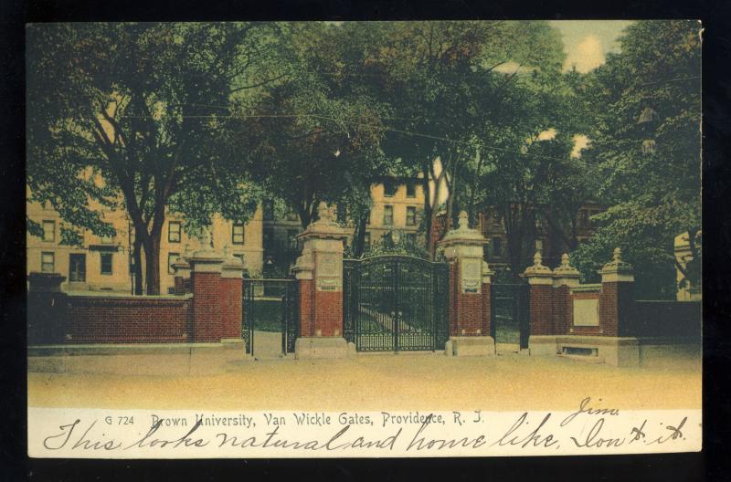 Providence, Rhode Island/RI Postcard, Van Wickle Gates, Brown University, 1905!