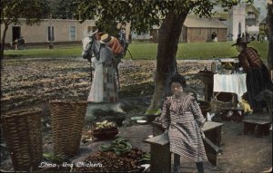 Lima Peru Una Chichera Fruit Market c1910 Postcard