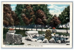 c1920's Normal Institute Grounds-The Fountain Muncie Indiana IN Antique Postcard